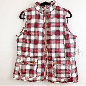 New St John’s Bay Plaid Quilted Vest Gold Hardware